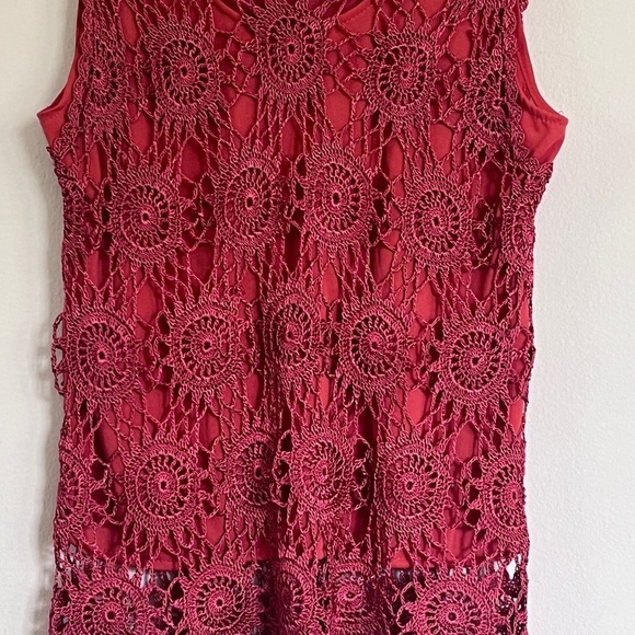 Red Lace Crochet Tank Top Blouse 310 boho - Picture 3 of 11